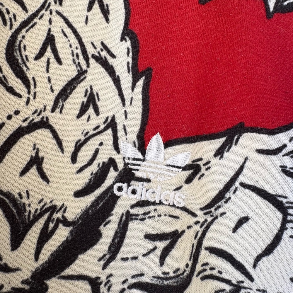 adidas Red Blue Pineapple Print Crewneck Sweater - Picture 3 of 4